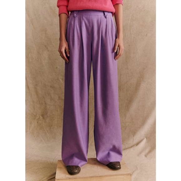 Sezane LouLou Trousers Lavender Linen